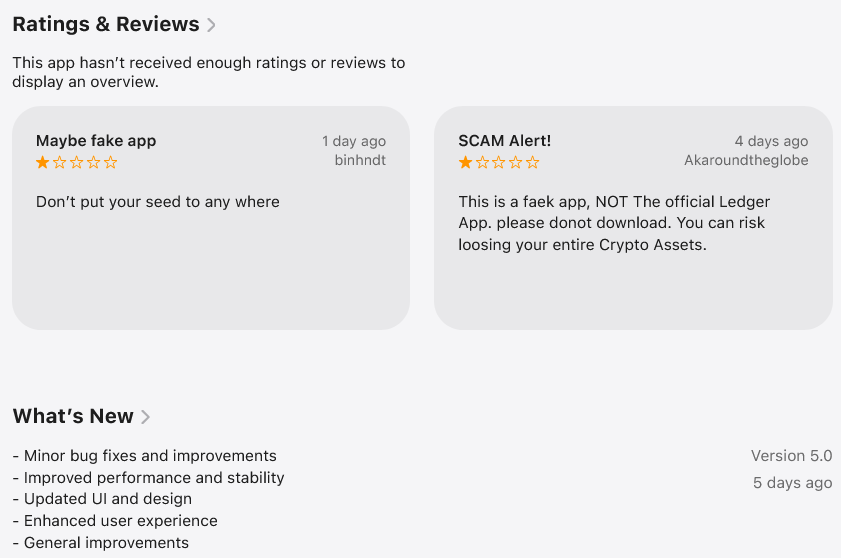 Apple, Sahte Ledger Live Uygulamasını App Store’dan Kaldırdı: Bait-and-Switch ve Yüksek Miktarlı Kayıplar