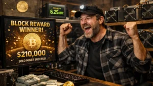 Solo Bitcoin madencisi 28 bin’de 1 şansı yakalayarak 210 bin dolar kazandı
